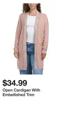 TJ Maxx Open Cardigan With Embellished Trim offer