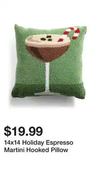 TJ Maxx 14x14 Holiday Espresso Martini Hooked Pillow offer