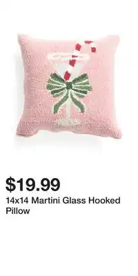 TJ Maxx 14x14 Martini Glass Hooked Pillow offer