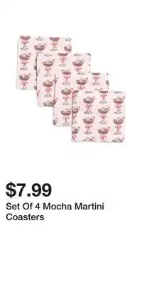 TJ Maxx Set Of 4 Mocha Martini Coasters offer