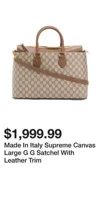TJ Maxx Made In Italy Supreme Canvas Large G G Satchel With Leather Trim offer
