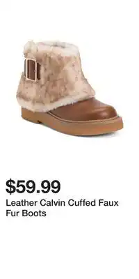 TJ Maxx Leather Calvin Cuffed Faux Fur Boots offer