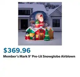 Sam's Club Member's Mark 9' Pre-Lit Snowglobe Airblown offer