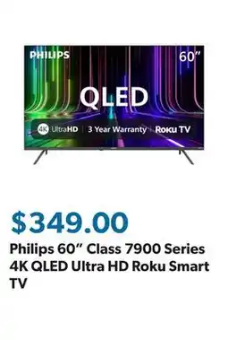 Sam's Club Philips 60 Class 7900 Series 4K QLED Ultra HD Roku Smart TV offer