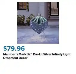 Sam's Club Member's Mark 32 Pre-Lit Silver Infinity Light Ornament Decor offer