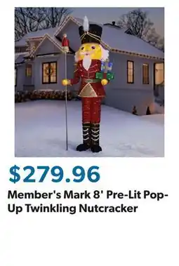 Sam's Club Member's Mark 8' Pre-Lit Pop-Up Twinkling Nutcracker offer