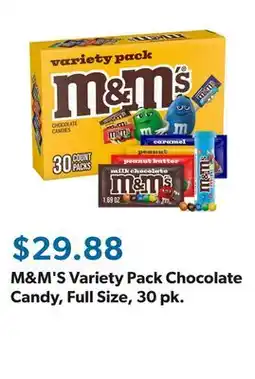 Sam's Club M&M'S Variety Pack Chocolate Candy, Full Size, 30 pk offer