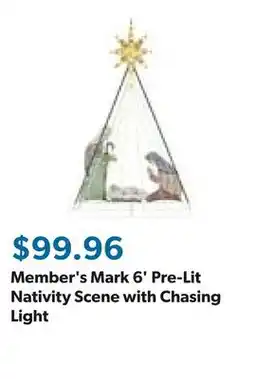 Sam's Club Member's Mark 6' Pre-Lit Nativity Scene with Chasing Light offer
