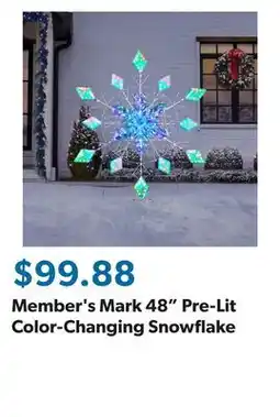 Sam's Club Member's Mark 48 Pre-Lit Color-Changing Snowflake offer
