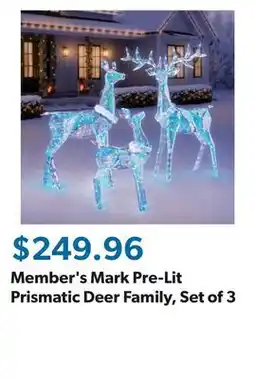 Sam's Club Member's Mark Pre-Lit Prismatic Deer Family, Set of 3 offer