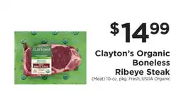 ShopRite Clayton’s Organic Boneless Ribeye Steak offer