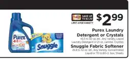 ShopRite Purex Laundry Detergent or Crystals, Snuggle Fabric Softener offer