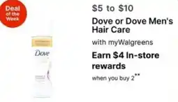 Walgreens Dove or Dove Men's Hair Care offer