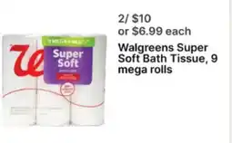 Walgreens Walgreens Super Soft Bath Tissue, 9 mega rolls offer