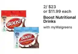 Walgreens Boost Nutritional Drinks offer