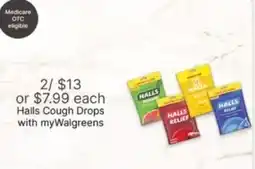 Walgreens Halls cough drops with myWalgreens offer