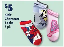 Family Dollar Kids' Character Socks offer