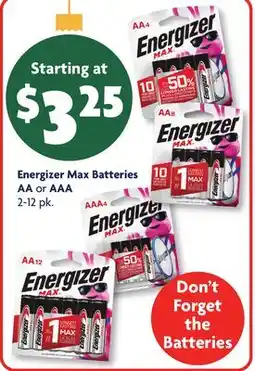 Family Dollar Energizer Max Batteries AA or AAA offer