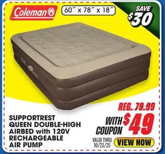Big 5 Coleman SupportRest Queen 18 Double High Airbed with 120V Rechargeable Air Pump offer
