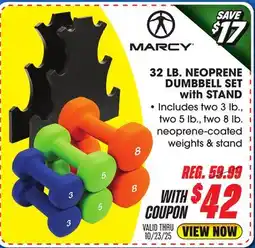Big 5 Marcy 32 lb. Neoprene Dumbbell Set with Stand offer