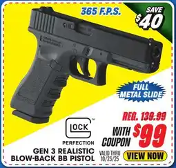 Big 5 Umarex Glock 17 Gen 3 Realistic Blow-Back BB Pistol offer