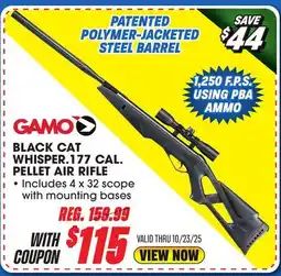 Big 5 Gamo Black Cat Whisper .177 Cal. Air Rifle offer