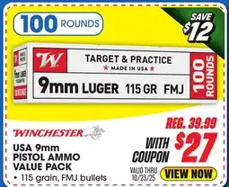 Big 5 Winchester USA 9mm Pistol Ammunition Value Pack offer