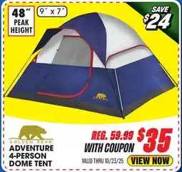 Big 5 Golden Bear Adventure 4-Person Dome Tent offer