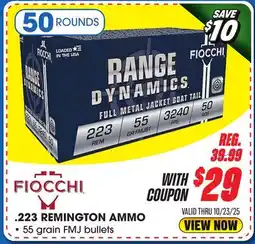 Big 5 Fiocchi Shooting Dynamics .223 Remington Ammunition offer