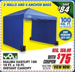 Big 5 Yoli Malibu EasyLift 100 10' x 10' Straight Leg Instant Canopy Value Pack offer