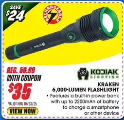 Big 5 Kodiak Kraken Rechargeable 6000 Lumen Flashlight offer