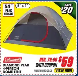 Big 5 Coleman Diamond Peak 4-Person Dome Tent offer