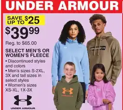 Dunham's Sports UNDER ARMOUR SELECT MEN'S OR WOMEN'S FLEECE offer