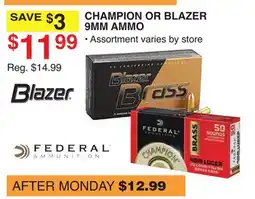 Dunham's Sports CHAMPION OR BLAZER 9MM AMMO offer