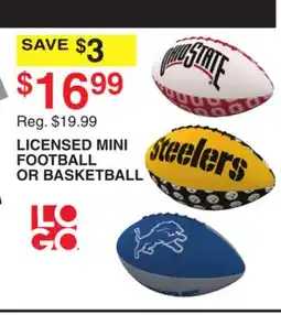 Dunham's Sports LICENSED MINI FOOTBALL OR BASKETBALL offer