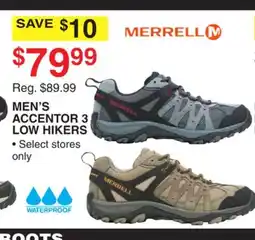 Dunham's Sports MERRELL MEN'S ACCENTOR 3 LOW HIKERS offer