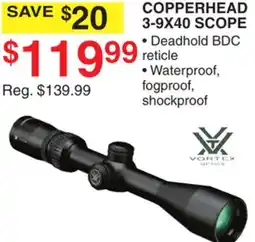 Dunham's Sports VORTEX COPPERHEAD 3-9X40 SCOPE offer