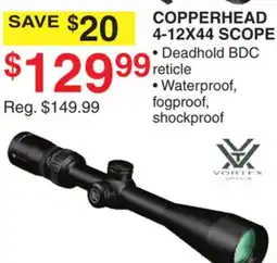 Dunham's Sports VORTEX COPPERHEAD 4-12X44 SCOPE offer