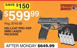 Dunham's Sports SPRINGFIELD ARMORY HELLCAT PRO OSP 9MM LASER PACKAGE offer