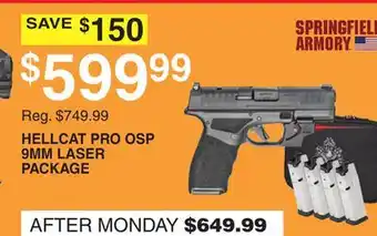 Dunham's Sports SPRINGFIELD ARMORY HELLCAT PRO OSP 9MM LASER PACKAGE offer