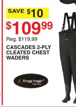 Dunham's Sports FROGG TOGGS CASCADES 2-PLY CLEATED CHEST WADERS offer