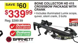 Dunham's Sports KILLER INSTINCT BONE COLLECTOR HD 415 CROSSBOW PACKAGE WITH CRANK offer