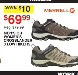 Dunham's Sports MERREL MEN'S OR WOMEN'S CROSSLANDER 3 LOW HIKERS offer