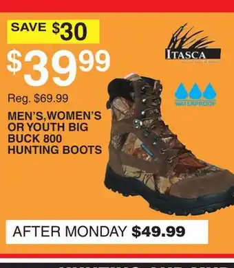 Dunham's Sports ITASCA MEN'S, WOMEN'S OR YOUTH BIG BUCK 800 HUNTING BOOTS offer
