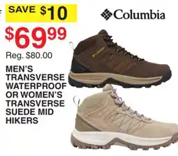 Dunham's Sports COLUMBIA MEN'S TRANSVERSE WATERPROOF OR WOMEN'S TRANSVERSE SUEDE MID HIKERS offer