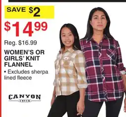 Dunham's Sports WOMEN'S OR GIRLS' KNIT FLANNEL offer