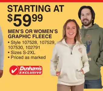 Dunham's Sports MEN'S OR WOMEN'S GRAPHIC FLEECE offer