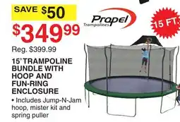 Dunham's Sports PROPEL 15' TRAMPOLINE BUNDLE WITH HOOP AND FUN-RING ENCLOSURE offer