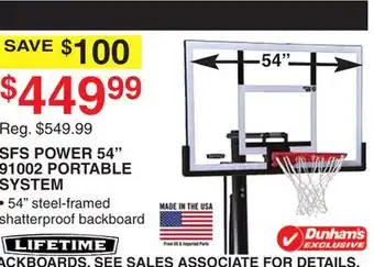 Dunham's Sports LIFETIME SFS POWER 54 91002 PORTABLE SYSTEM offer