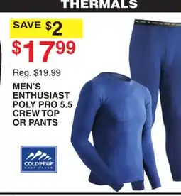 Dunham's Sports COLDPRUF MEN'S ENTHUSIAST POLY PRO 5.5 CREW TOP OR PANTS offer